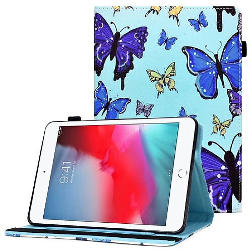 Etui en PU fermeture élastique, antichoc avec support et porte-cartes pour votre iPad Mini/Mini 2/3/4/mini (2019) 7.9 pouces - papillons