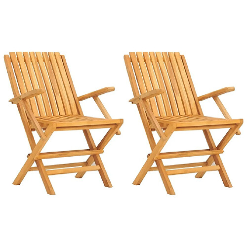 Maison Chic Lot de 2 Chaises de jardin,Fauteuil d'extérieur pliantes 61x67x90 cm bois massif teck -MN61378