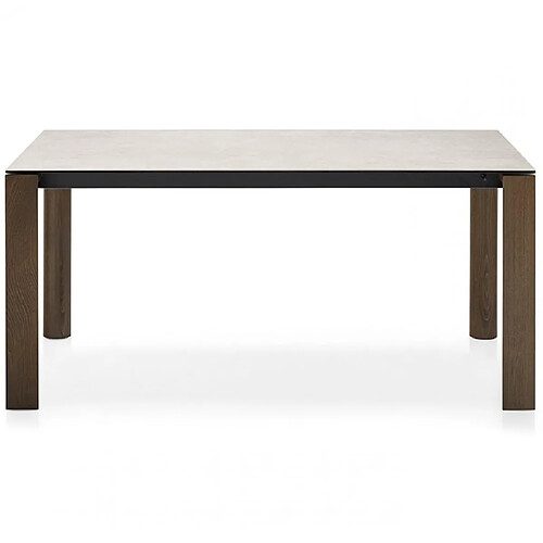 Inside 75 Table extensible 8 couverts DORIAN 180cm pieds bois plateau céramique blanc