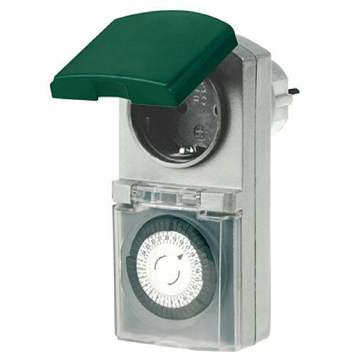 REV Ritter 0025700409 Prise à horloge mécanique Tag IP44 Gris/vert