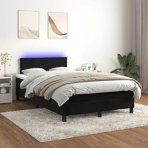 vidaXL Sommier à lattes de lit avec matelas LED Noir 120x200cm Velours