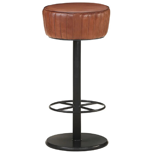 vidaXL Tabouret de bar Marron Cuir véritable