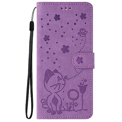 Avizar Etui Portefeuille Chat pour Xiaomi Redmi A3 Violet