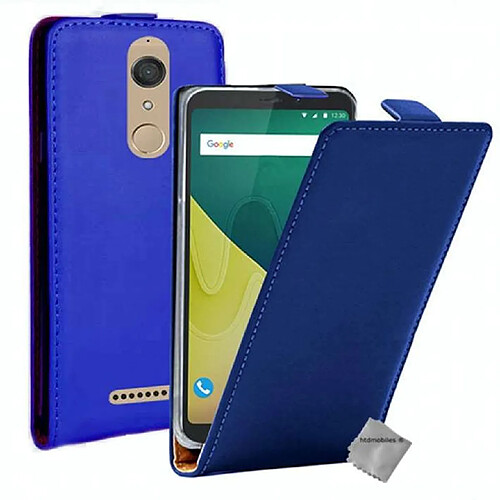 Htdmobiles Housse etui PU cuir fine pour Wiko View + verre trempe - BLEU