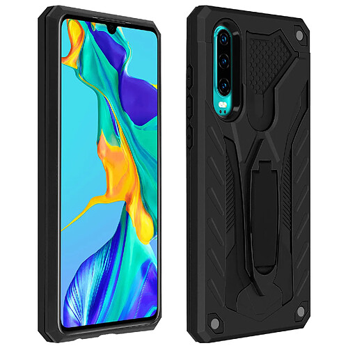 Avizar Coque Huawei P30 Protection Bi-matière Antichoc Fonction Support Noir