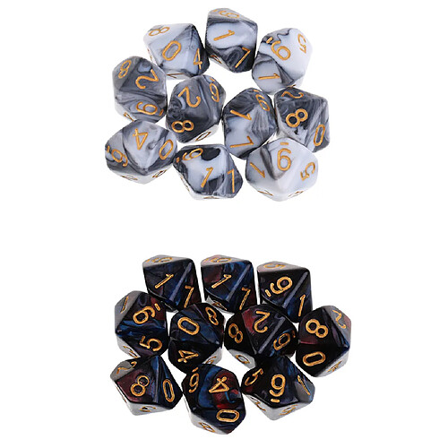 20pcs 10 dés dé face dés polyédriques pour les donjons et les jeux de table de dragons