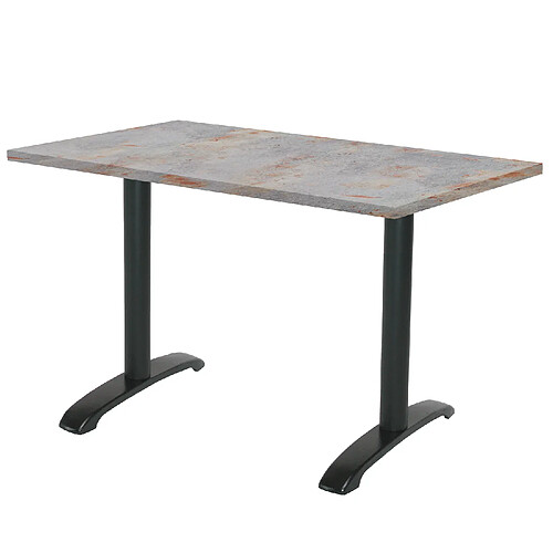 Restootab Table 120x70cm - modèle Bazila gris rouille