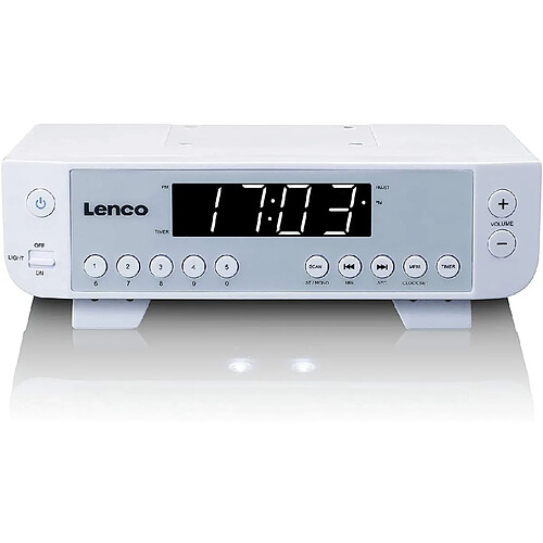 Lenco radio de Cuisine avec 5 emplacements mémoire et minuterie blanc