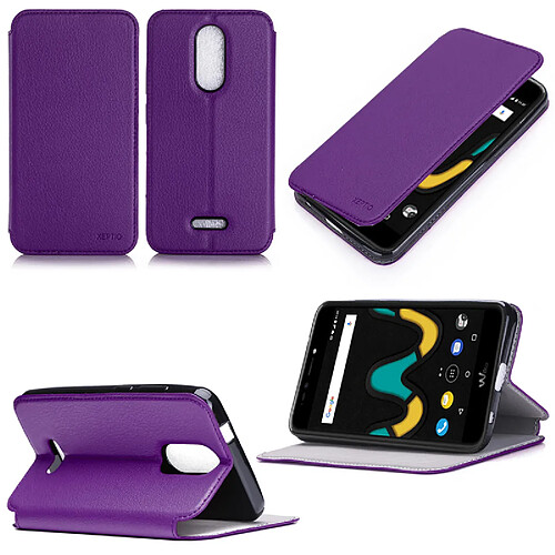 Etui Wiko Upulse 4G violet luxe Ultra Slim Style Cuir avec stand - Housse Folio Flip Cover coque de protection smartphone Wiko U pulse 5,5 pouces violet - Accessoires pochette XEPTIO : Exceptional case !