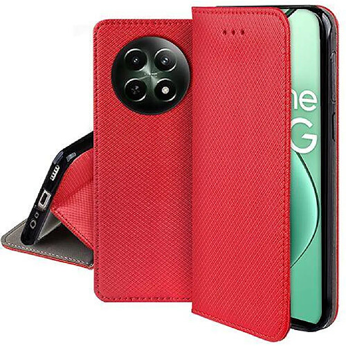 Htdmobiles Housse etui portefeuille avec coque interieure en silicone pour Realme 12x et Realme 12 5G + verre trempe - ROUGE MAGNET