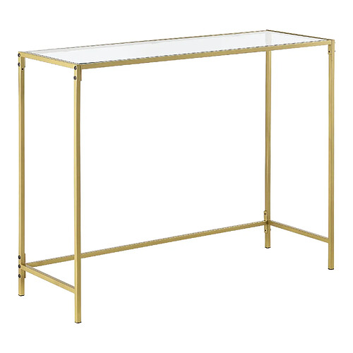 Helloshop26 Table console pour salon d'appoint design plateau en verre pieds en acier 100 cm doré 03_0006182