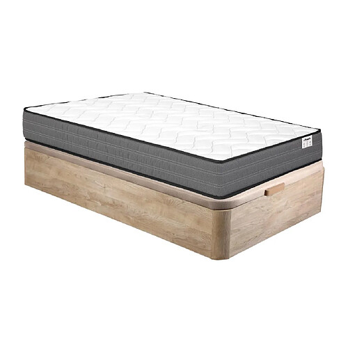 Vente-Unique Ensemble 90 x 190 cm sommier coffre naturel clair + matelas ressorts ensachés ép.20cm - AMBRACIE de YSMÉE