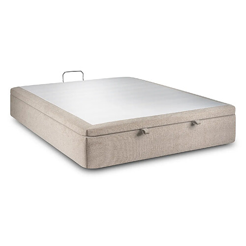 Sommeil de plomb Sommier Coffre Tissu Beige brun 200x200 H39cm