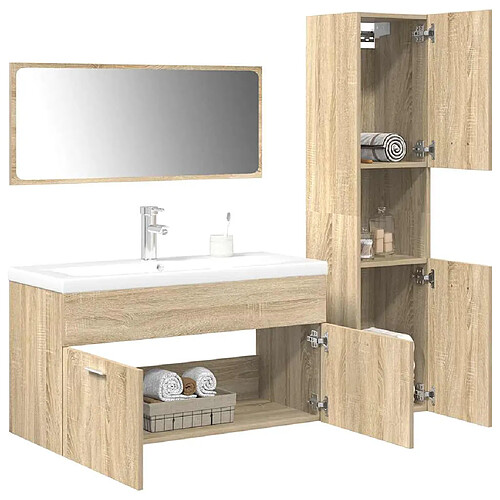 vidaXL Ensemble de meubles de salle de bain 4 pcs chêne sonoma