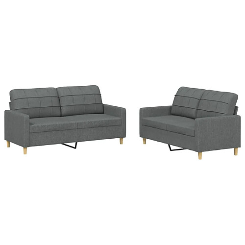 Maison Chic Ensemble de canapés 2 pcs avec coussins, Canapé droit Sofa pour Salon Gris foncé Tissu -GKD920809