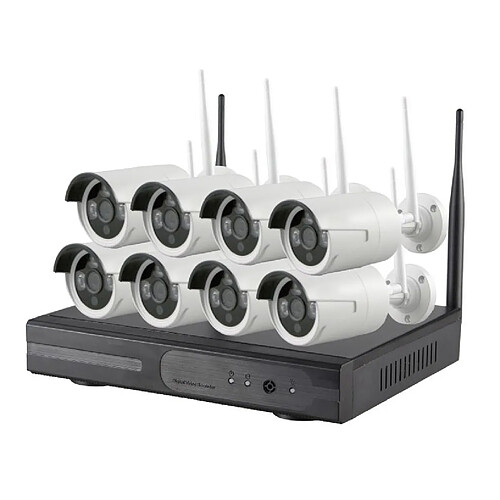 Yonis Kit Vidéosurveillance 8CH HD 960P WiFi IP Bullet Caméra + NVR