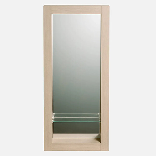 Miroir de salle de bain 90x40 cm en bois couleur chêne avec étagère fixation murale CEDAM