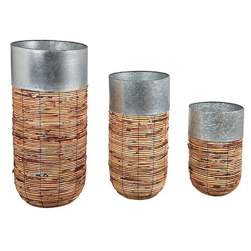 Aubry Gaspard Cache-pots haut en rotin Paolo (Lot de 3).