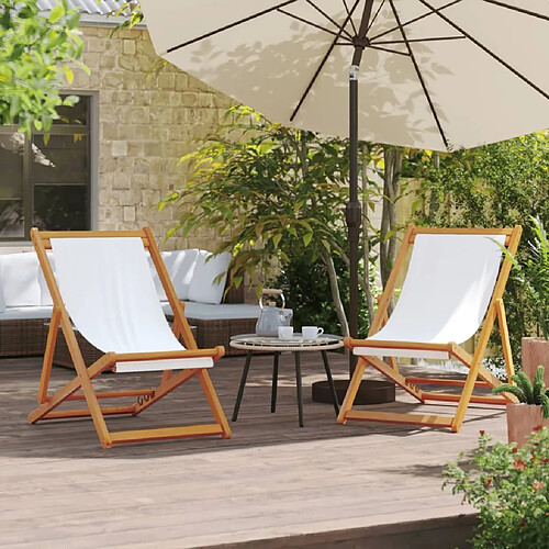 Maison Chic Lot de 2 Chaises de plage pliables | Chaises Relax d'extérieur blanc crème tissu -GKD71076