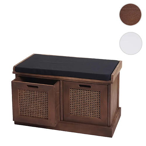 Mendler Banc HWC-J49, banc rembourré Banc de vestiaire 47x75x40cm ~ marron, rembourrage noir