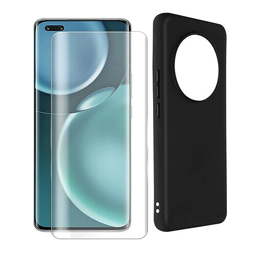 Visiodirect Coque de protection souple silicone Noir + Lot de 2 verre trempé pour Honor Magic4 Pro 5G 6.81"