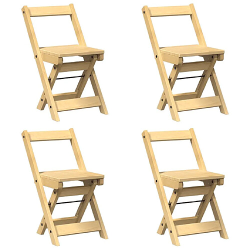 Decoshop26 Lot de 4 chaises de cuisine ou salle à manger pliables en bois de pin brun DEC026289