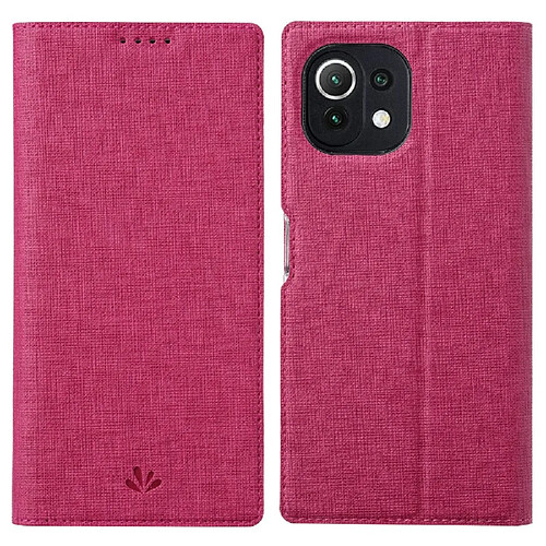 Vili Etui en PU avec support et porte-cartes rose pour votre Xiaomi Mi 11 Lite 4G/5G