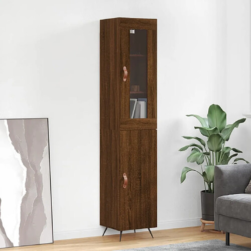 vidaXL Buffet haut Chêne marron 34,5x34x180 cm Bois d'ingénierie