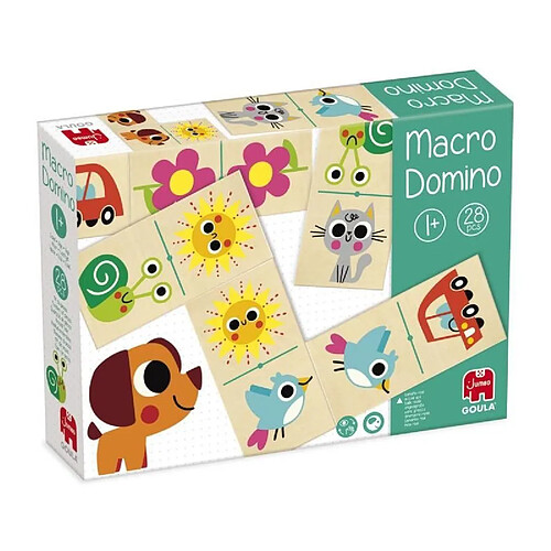 Jeu éducatif - GOULA - Macro Domino - Animaux et objets du quotidien avec grandes pieces en bois