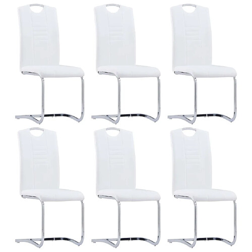 vidaXL Chaises à manger cantilever lot de 6 blanc similicuir