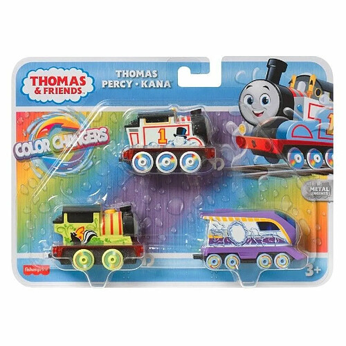 Fisher Price Thomas & Friends Thomas et Ses Amis - Lot de 3 Trains Jouets - Changeurs de Couleur - Moteurs Thomas Percy et Kana moulés sous Pression avec révélation de Couleur dans l'eau Chaude et Froide - HNP82