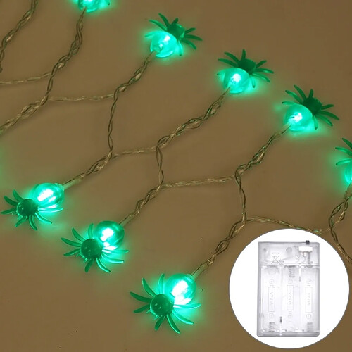 Wewoo 2,5 m araignée conception lumière verte série Halloween lumière à cordes LED, 20 LEDs 3 piles AA piles boîte exploité accessoires de fête fée décoration lampe de nuit