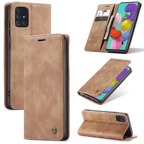 Caseme Etui en PU auto-absorbé marron pour votre Samsung Galaxy A51