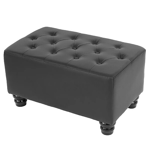 Mendler Pouf pour fauteuil de luxe lounge relax Chesterfield similicuir ~ pieds ronds, noir