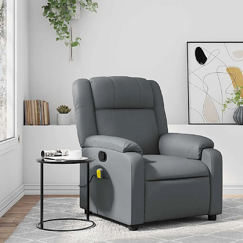 vidaXL Fauteuil de massage inclinable Gris Similicuir