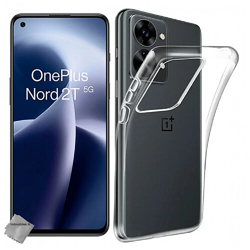 Htdmobiles Coque pour OnePlus Nord 2T 5G - housse etui silicone gel fine + verre trempe - TRANSPARENT TPU