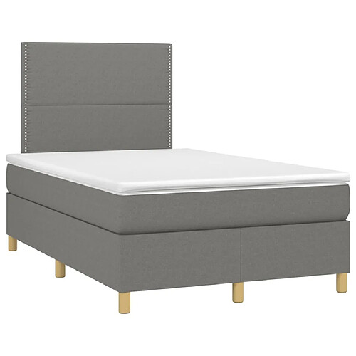 Maison Chic Lit adulte- Lit + matelas,Sommier à lattes de lit avec matelas gris foncé 120x190cm tissu -GKD97243