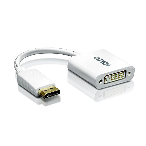 Aten DisplayPort/DVI Adapter DisplayPort Male DVI-I Female Blanc