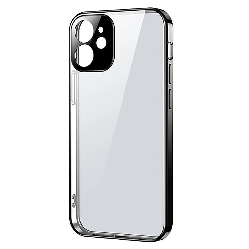 joyroom new beauty series etui cadre metallique transparent ultra fin pour iphone 12 pro noir (jr-bp743)