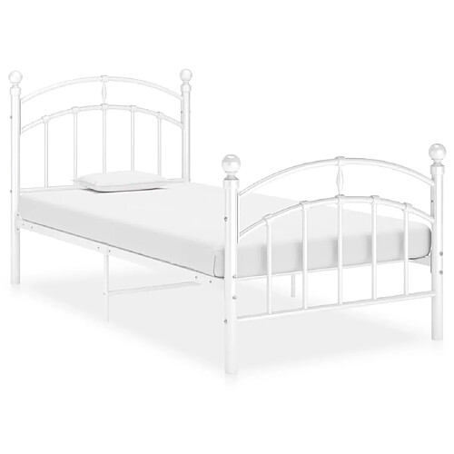 vidaXL Cadre de lit sans matelas blanc métal 90x200 cm