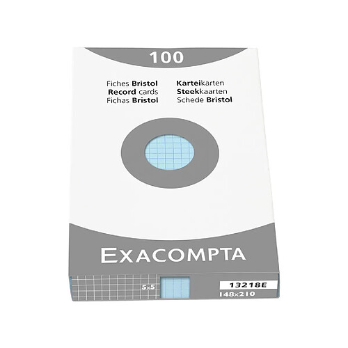 EXACOMPTA Fiches bristol, A5, quadrillé, bleu azur ()