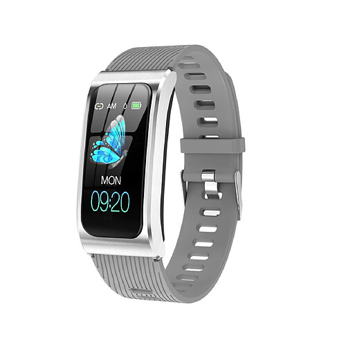 Wewoo Bracelet connecté AK12 1,14 pouces écran couleur IPS Smart Watch IP68 étanchebracelet en siliconerappel des appels de soutien / surveillance de la fréquence cardiaque / de la pression artérielle / du sommeil / prédire le cycle menstruel intelligemment Gri