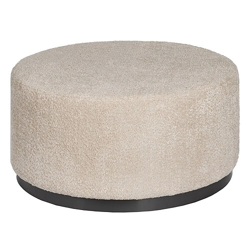 BigBuy Home Pouf Noir Beige Métal Bois de pin Bois MDF 80 x 80 x 41 cm