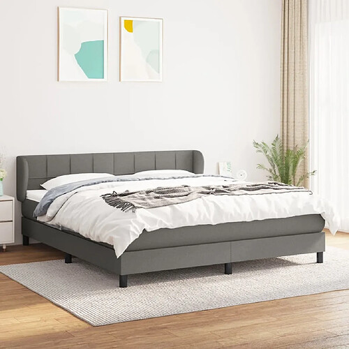 Maison Chic Lit Adulte - Lit simple Lit à sommier tapissier avec matelas moelleux - Meuble de Chambre - Gris foncé 160x200cm Tissu -MN73498