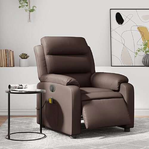 vidaXL Fauteuil de massage inclinable électrique marron similicuir