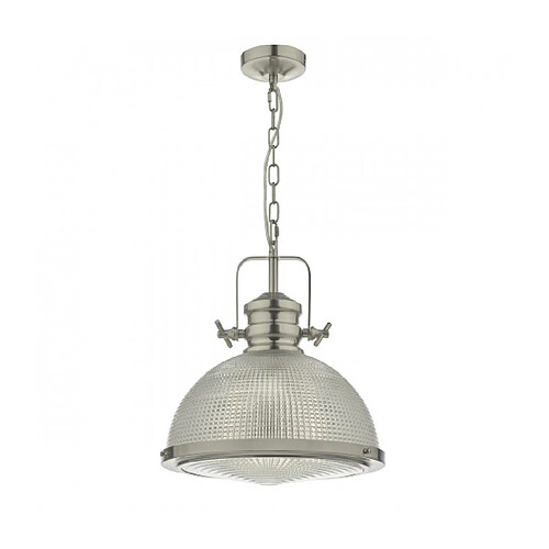 Luminaire Center Suspension Peyton Nickel satiné,verre texturé 1 ampoule 40cm