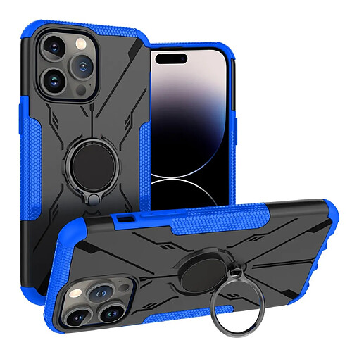 Coque en TPU anti-chocs avec béquille pour votre iPhone 14 Pro Max - bleu