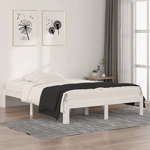 vidaXL Cadre de lit sans matelas blanc 135x190 cm