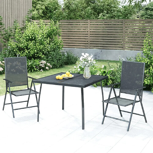 Salle à manger de jardin 3 pcs,Table et chaise à dîner anthracite acier -MN51186