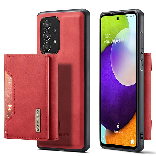 Dg.Ming Coque en TPU + PU anti-chute avec béquille magnétique à trois volets rouge pour votre Samsung Galaxy A52 5G/4G